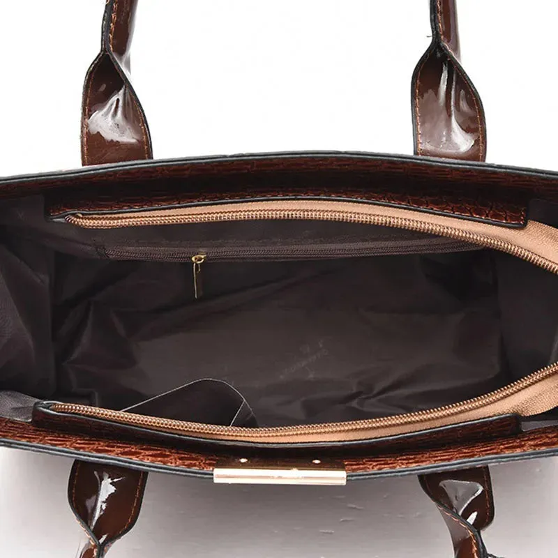 3 Piece Set Handbags Crocodile Pattern Shoulder Bag Women