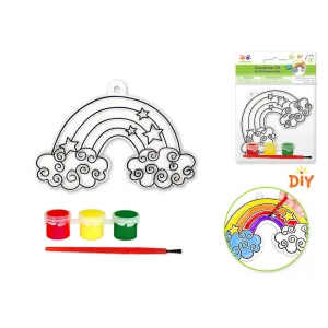 3D DIY 3.5in-4.3in Suncatcher with 3 Paints & Applicator, Rainbow