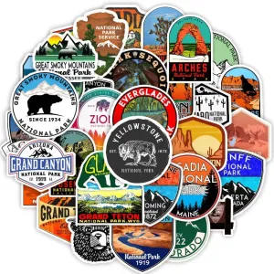 50 Pcs National Park Stickers, Sticker Decal Laptop Bicycle Guitar Skateboard Sticker Kid