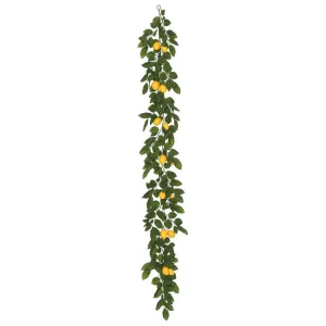 6' Green Salal Leaf/Yellow Lemon Garland