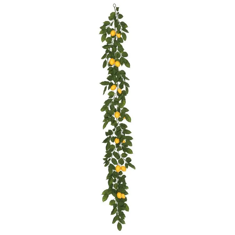 6' Green Salal Leaf/Yellow Lemon Garland