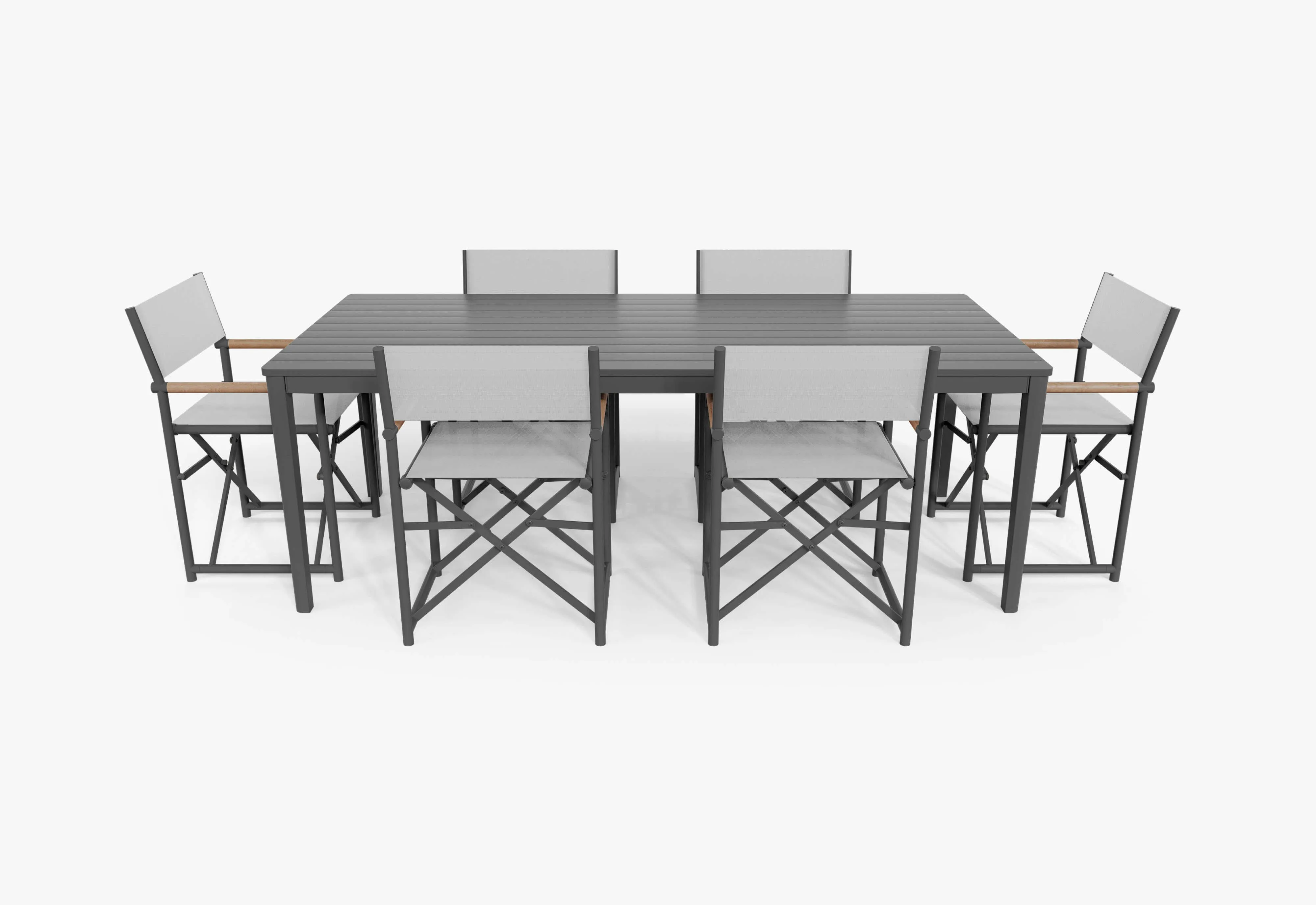 Aluminum Outdoor Dining Table   6 Aluminum Director's Chairs