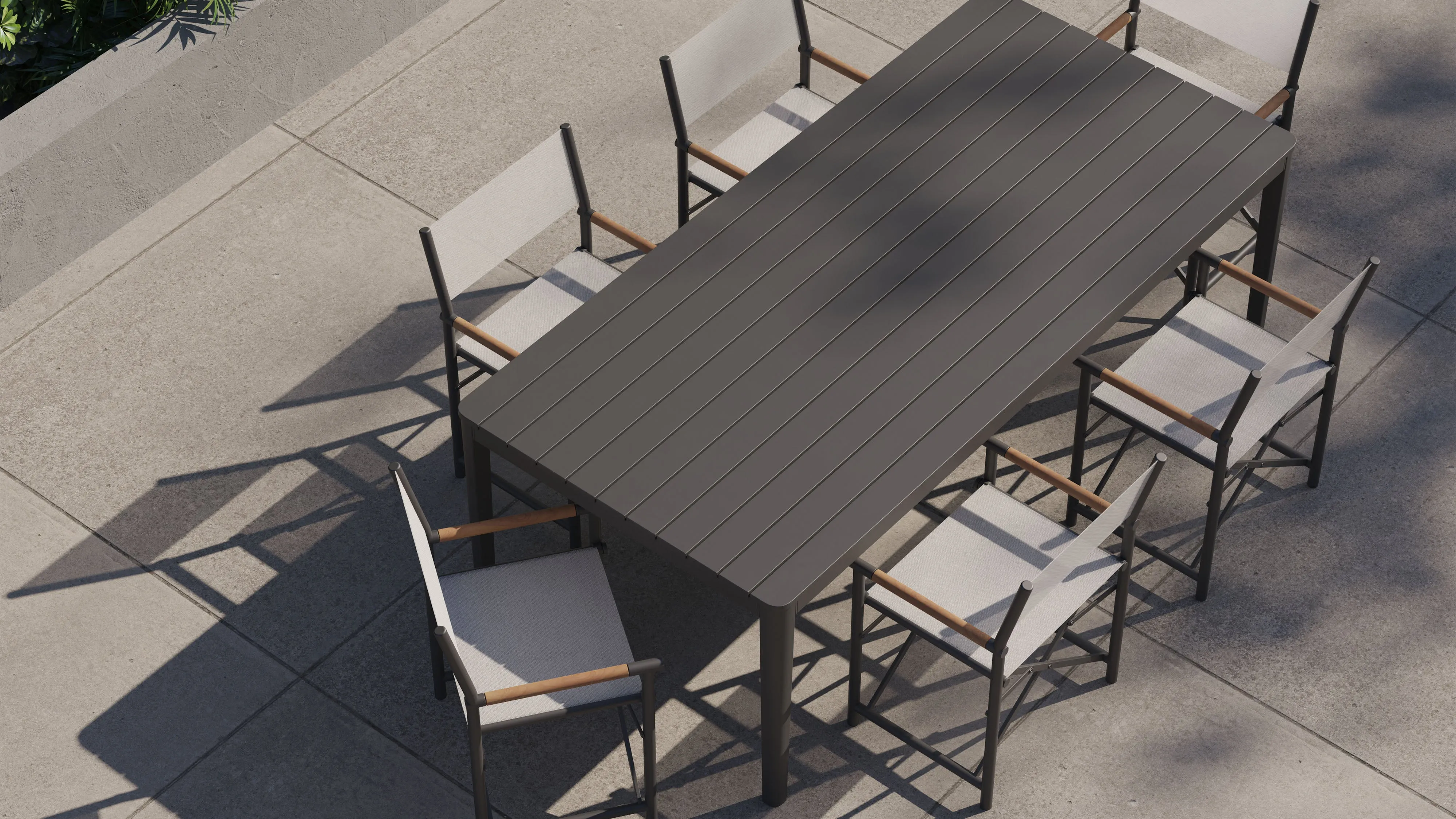 Aluminum Outdoor Dining Table   6 Aluminum Director's Chairs
