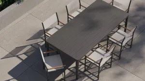 Aluminum Outdoor Dining Table   6 Aluminum Director's Chairs