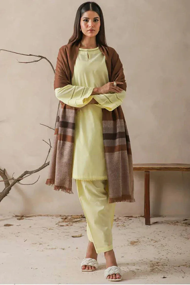 Asim Jofa - Shawl Collection - AJHS-03 STRIPED BORDER YARN DYED STOLE 1 PC