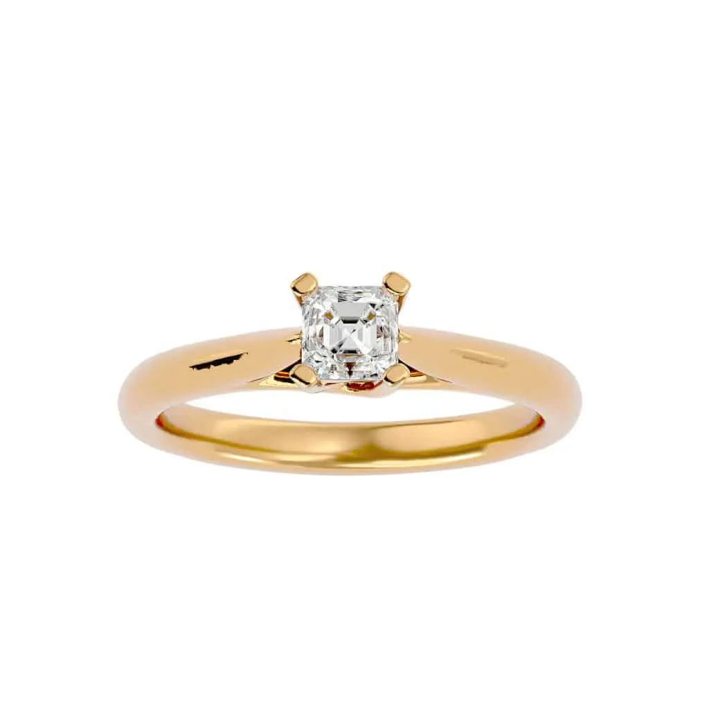 Asscher Cut Solitaire Engagement Ring Plain Band