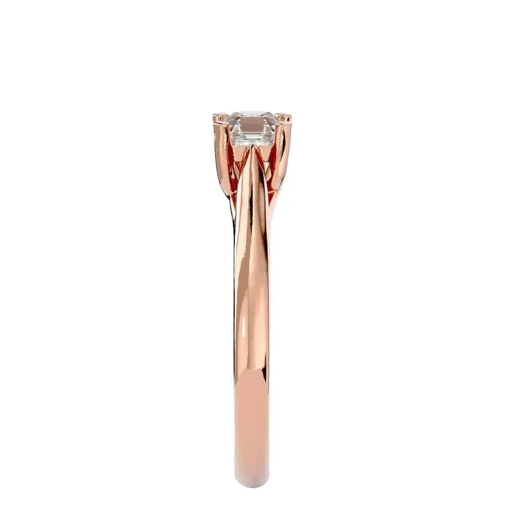 Asscher Cut Solitaire Engagement Ring Plain Band