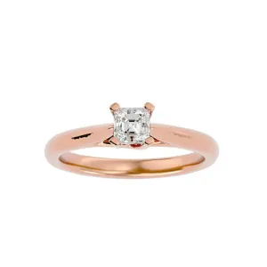 Asscher Cut Solitaire Engagement Ring Plain Band