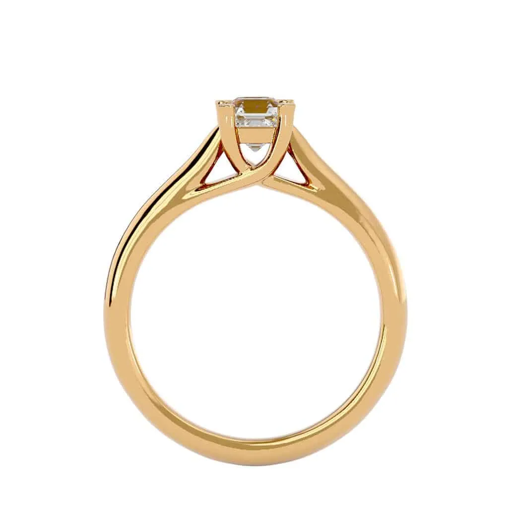Asscher Cut Solitaire Engagement Ring Plain Band