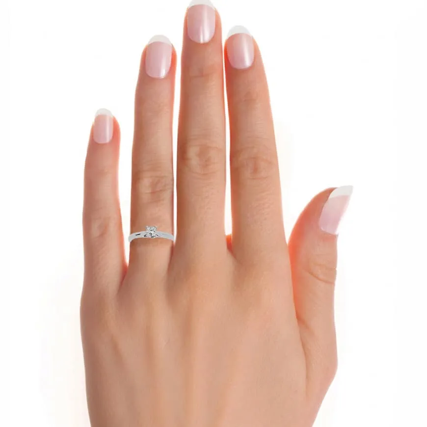 Asscher Cut Solitaire Engagement Ring Plain Band