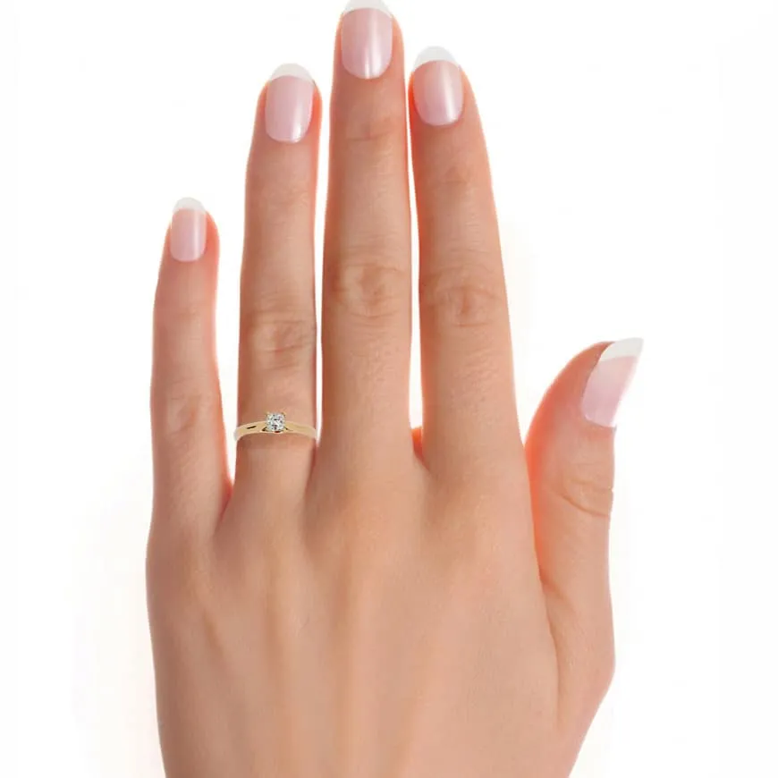 Asscher Cut Solitaire Engagement Ring Plain Band