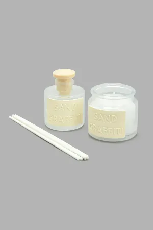 Beige Sand Graffiti Diffuser and Candle Gift Set (2 Piece)