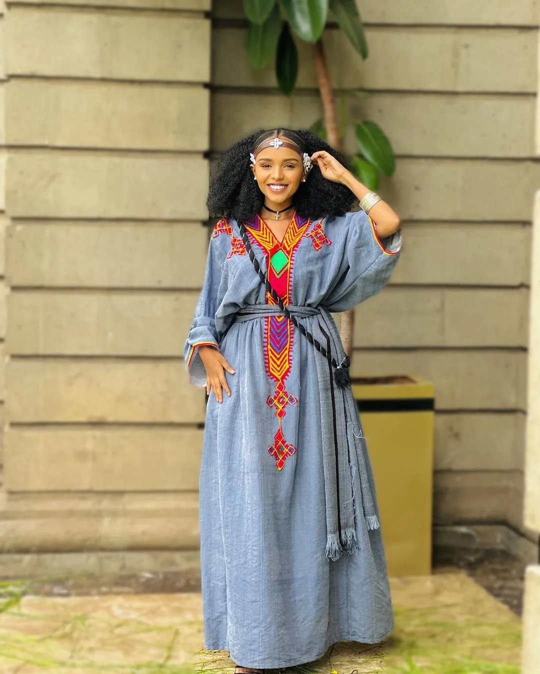 Blue Raya Dress Cultural Habesha Dress Handwoven Habesha Kemis Modern Traditional Dress Eritrean Dress