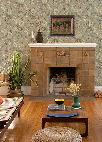 Bohemian Taupe Jacobean Wallpaper