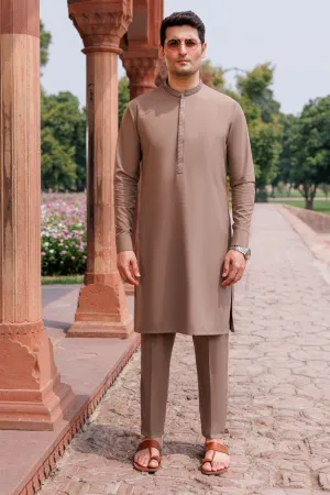 Boski Gold Coffee Kurta Trouser - Panjnad by J. Junaid Jamshed