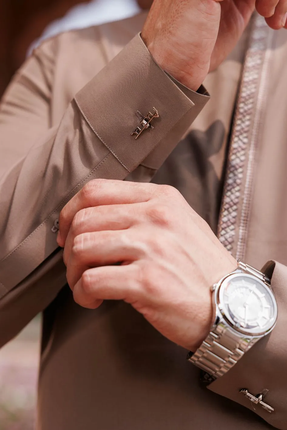 Boski Gold Coffee Kurta Trouser - Panjnad by J. Junaid Jamshed