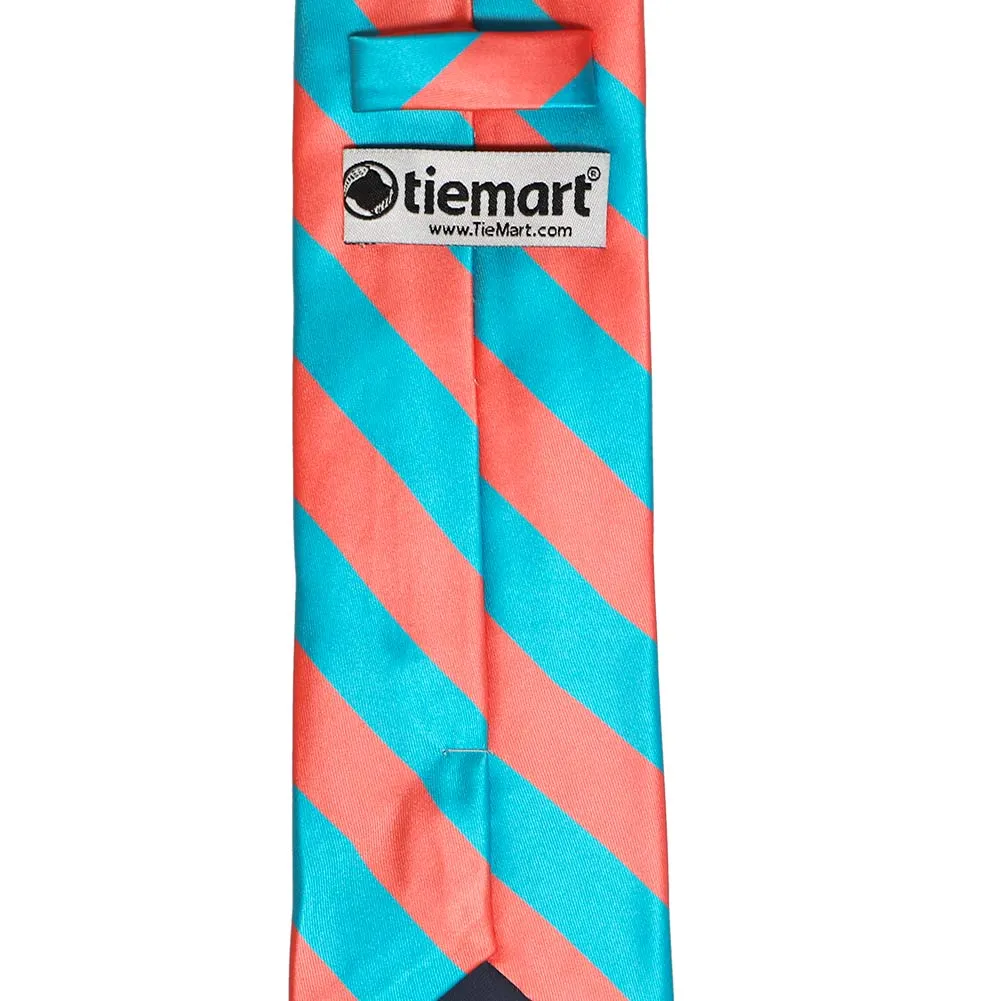 Bright Coral and Turquoise Striped Tie
