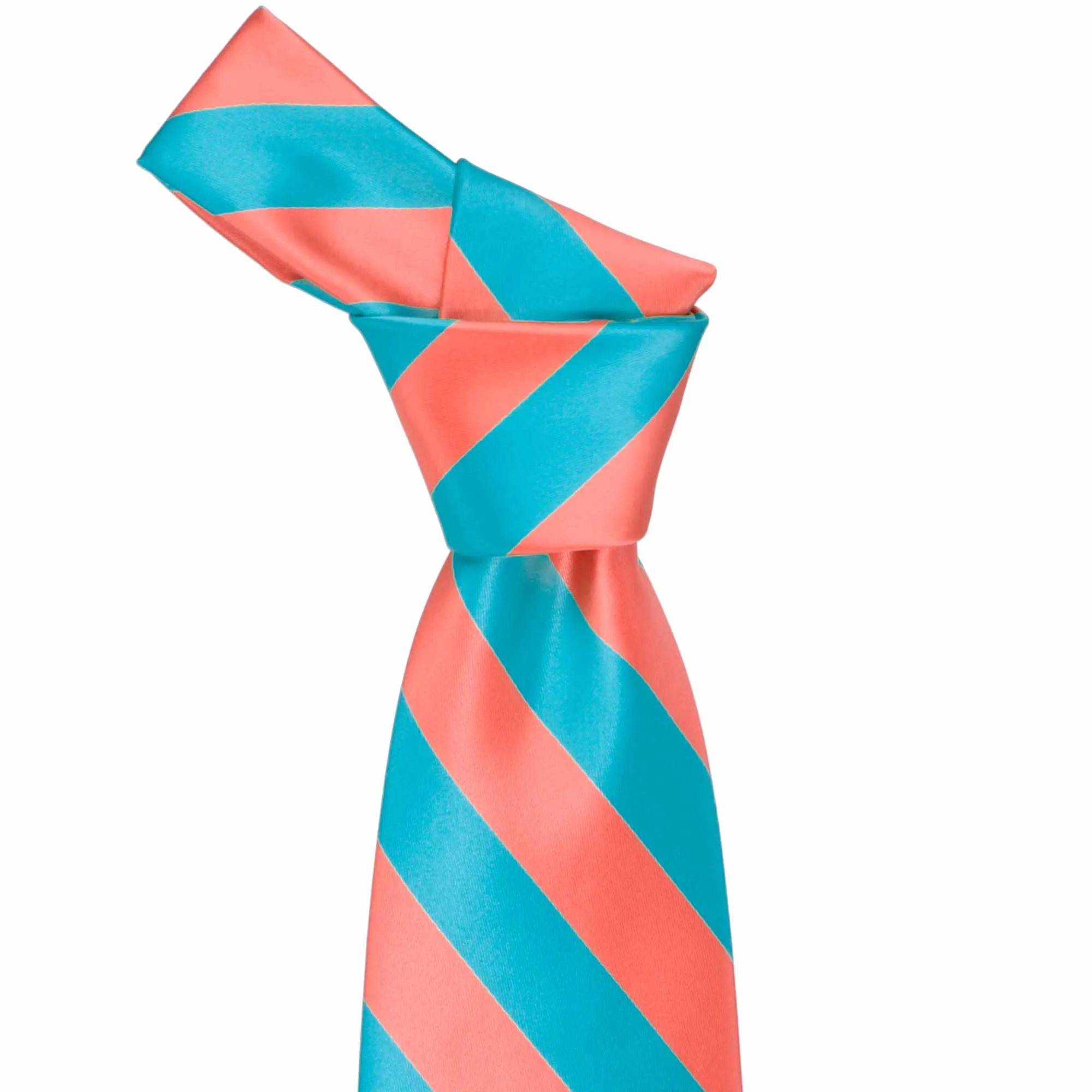 Bright Coral and Turquoise Striped Tie