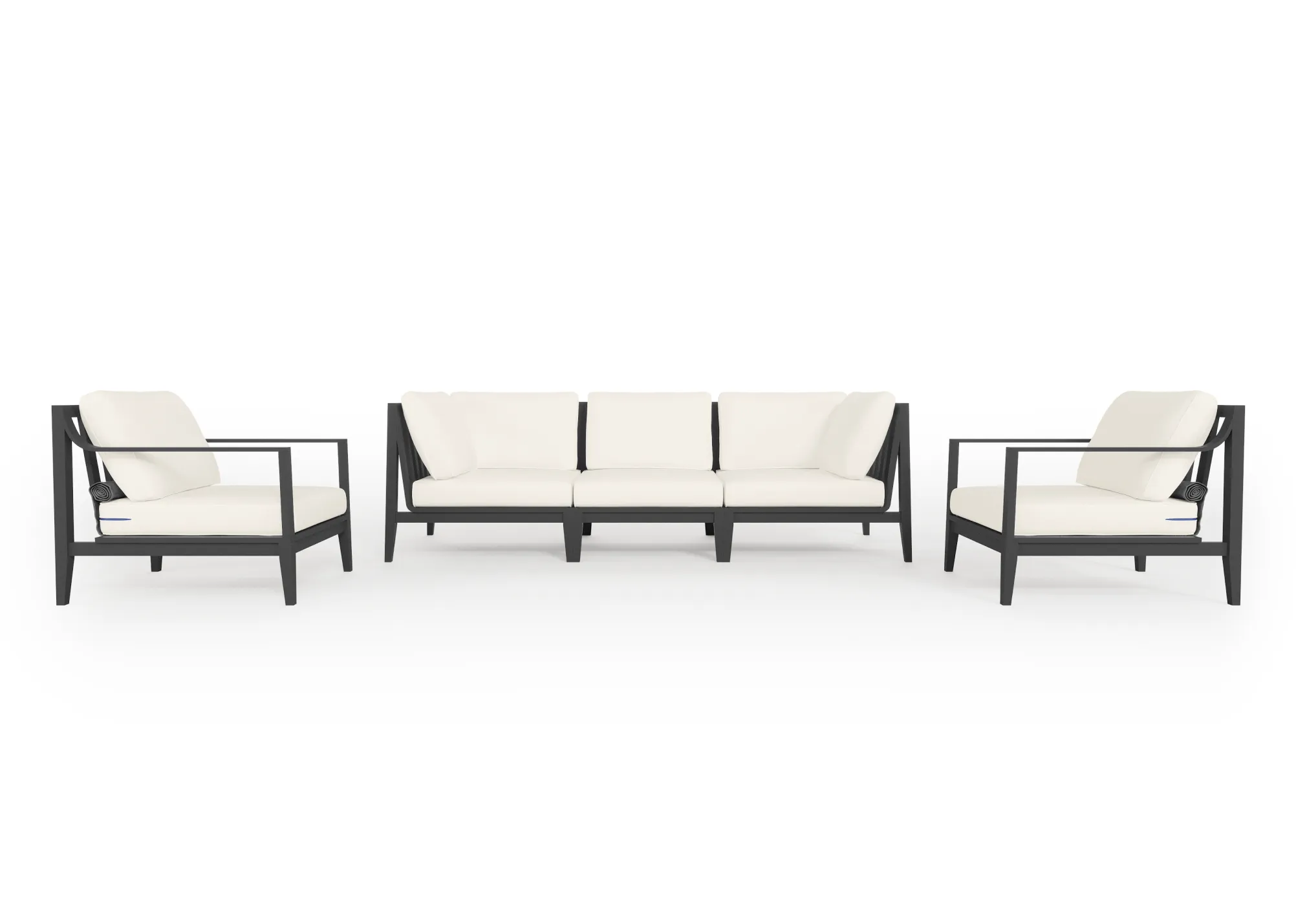 Charcoal Aluminum Outdoor Sofa with Armchairs - 5 Seat