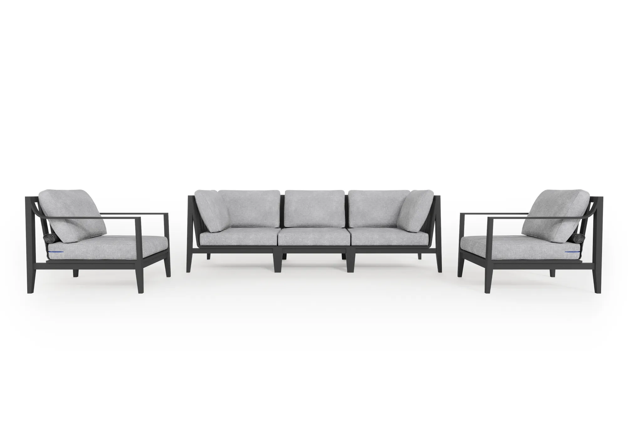 Charcoal Aluminum Outdoor Sofa with Armchairs - 5 Seat