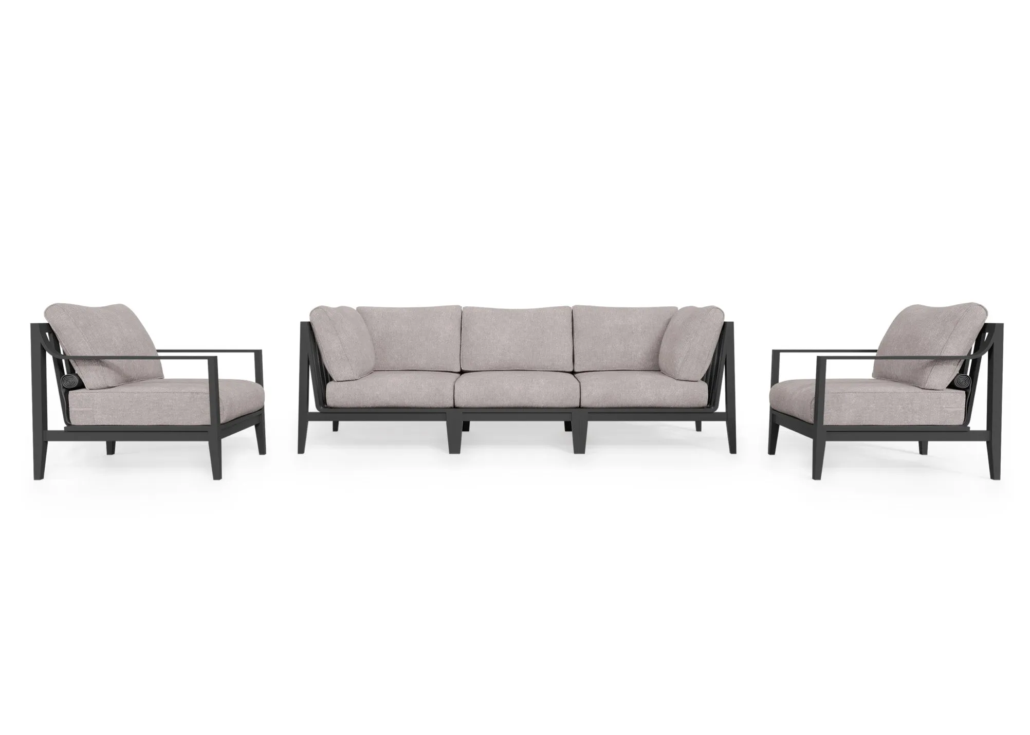 Charcoal Aluminum Outdoor Sofa with Armchairs - 5 Seat