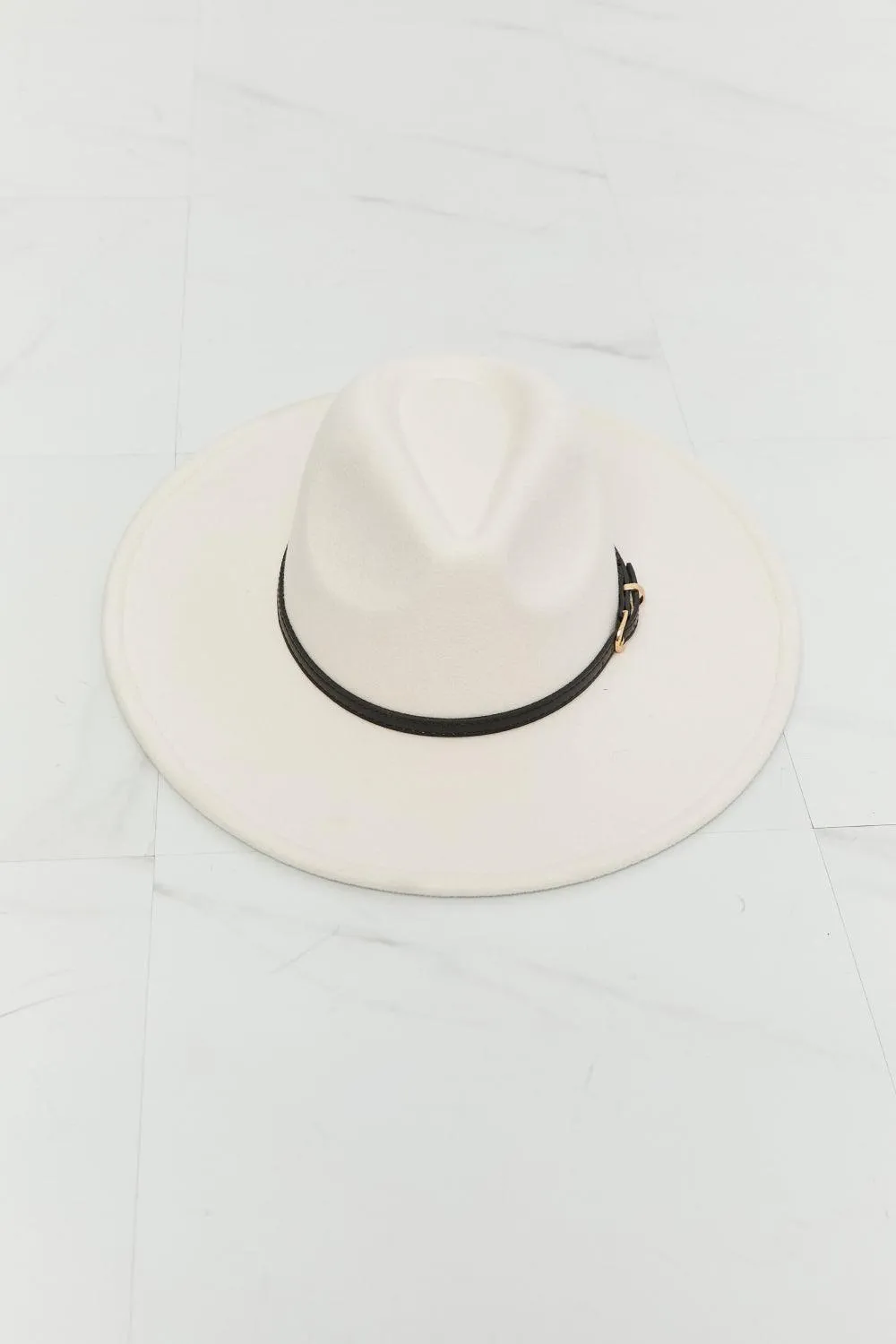 Chic Beige Fedora Hat with Adjustable Fit and Elegant Belt Detail