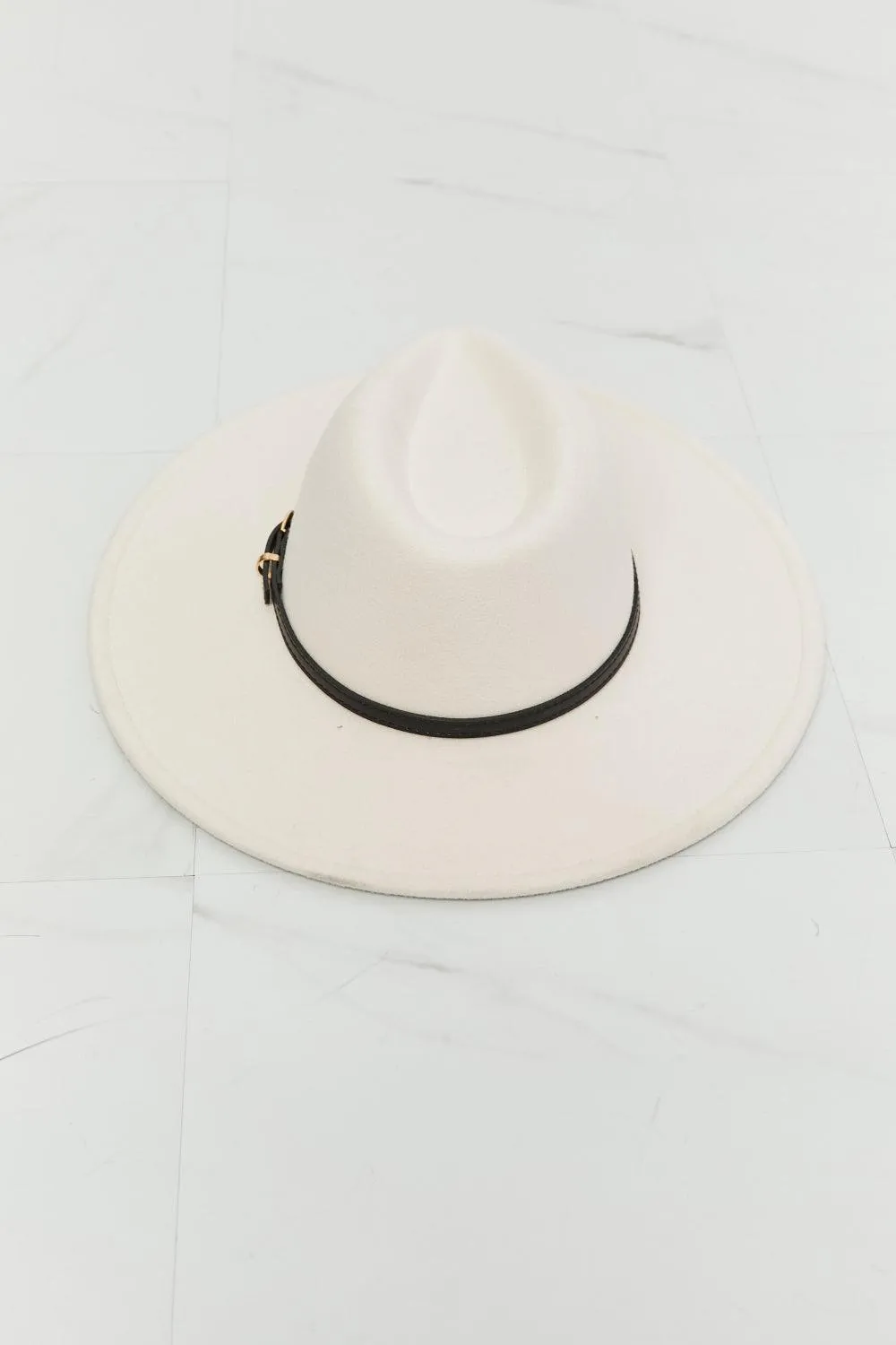 Chic Beige Fedora Hat with Adjustable Fit and Elegant Belt Detail