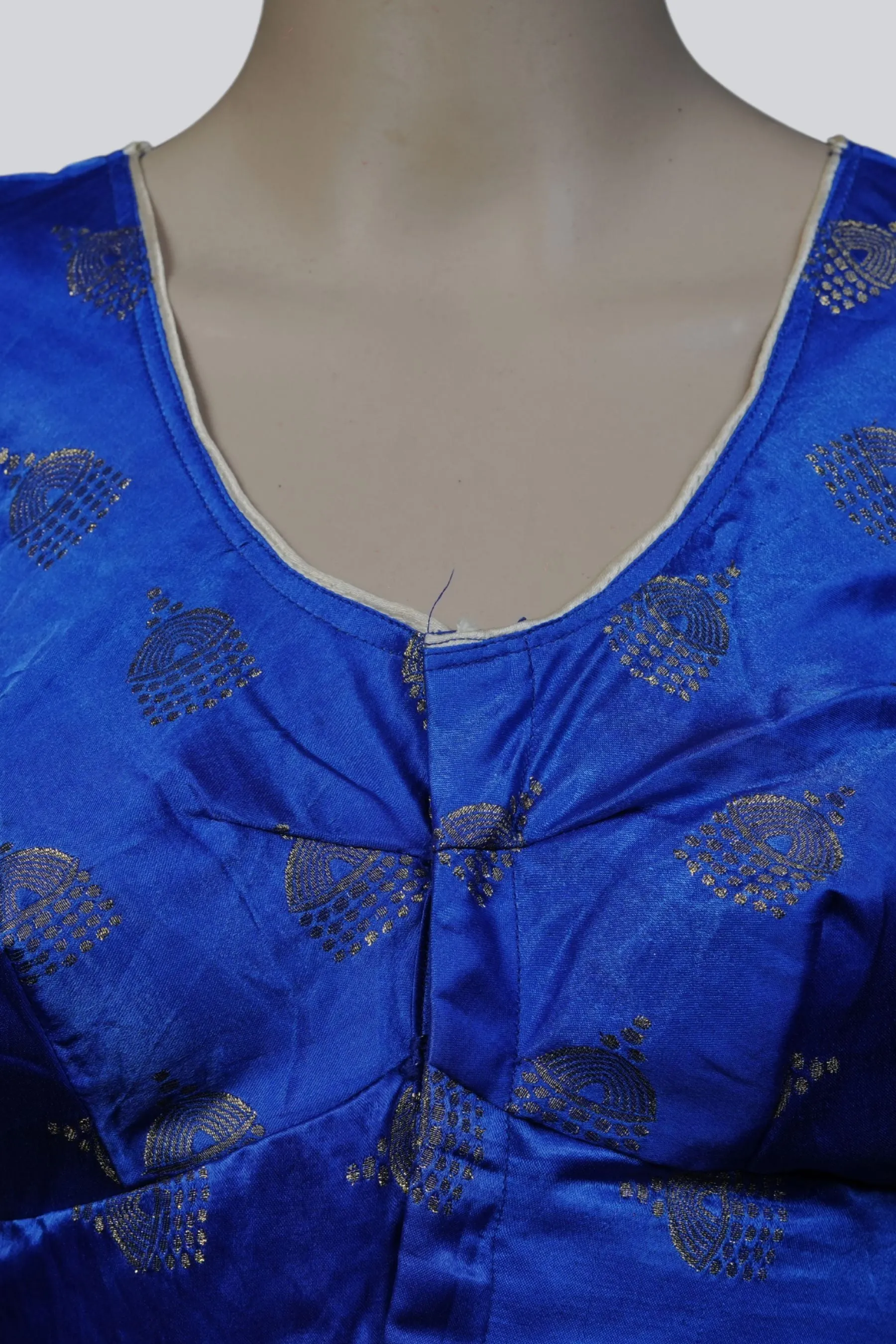 Chic Blue Brocade Blouse: Elegance Meets Tradition with Jhumka Motifs