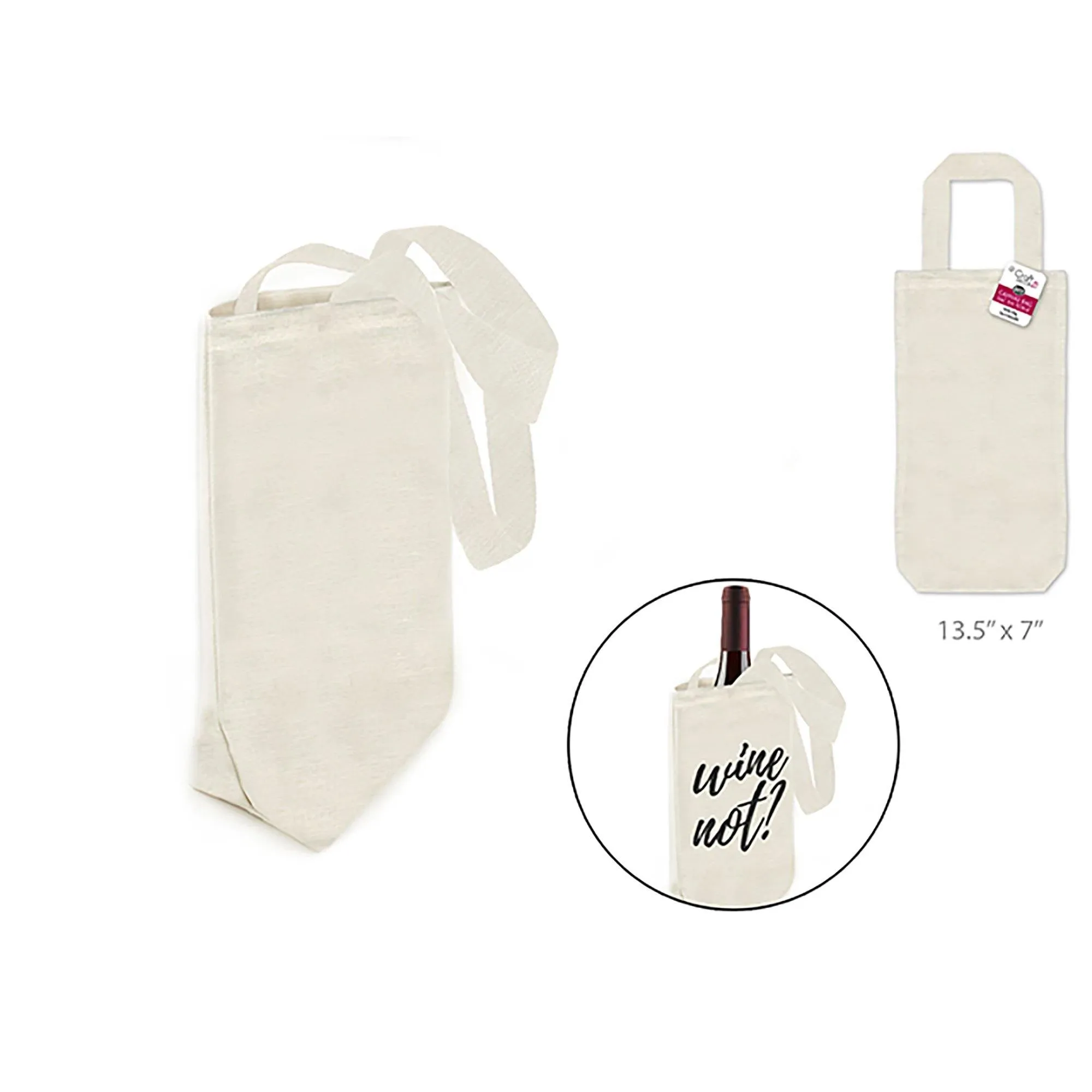 DIY Canvas Bottle Bag Polyester and Cotton Blend 13.5x7in