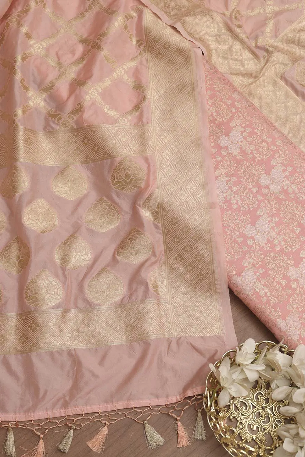 Elegant Pink Banarasi Brocade Silk Suit & Silk Dupatta