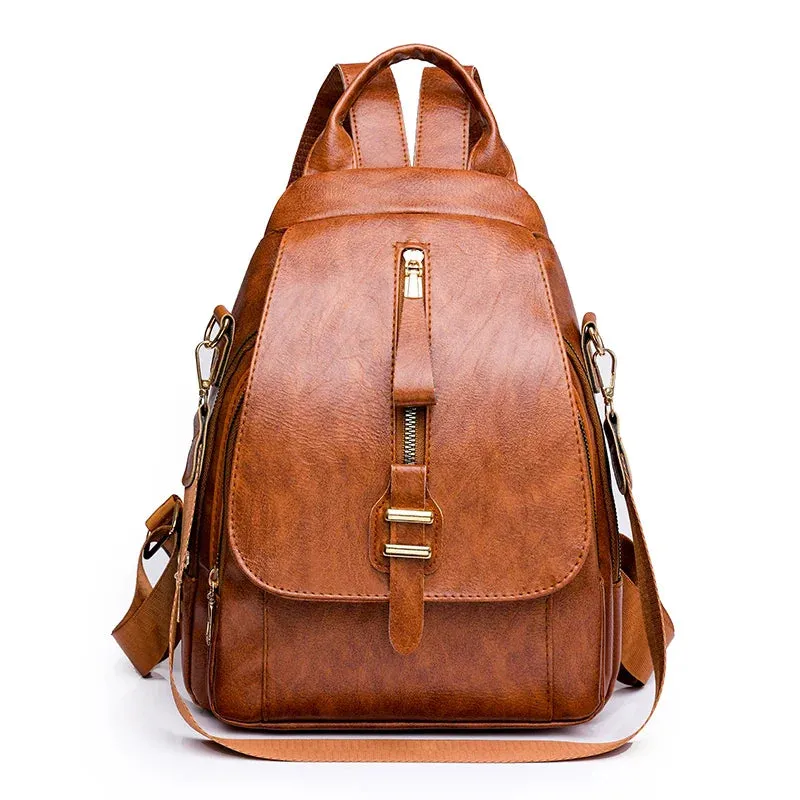 Everyday PU Leather Backpack Designed for Waterproof Convenience