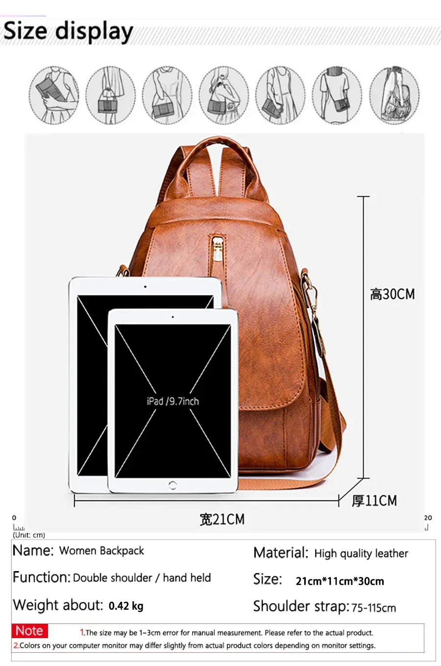 Everyday PU Leather Backpack Designed for Waterproof Convenience