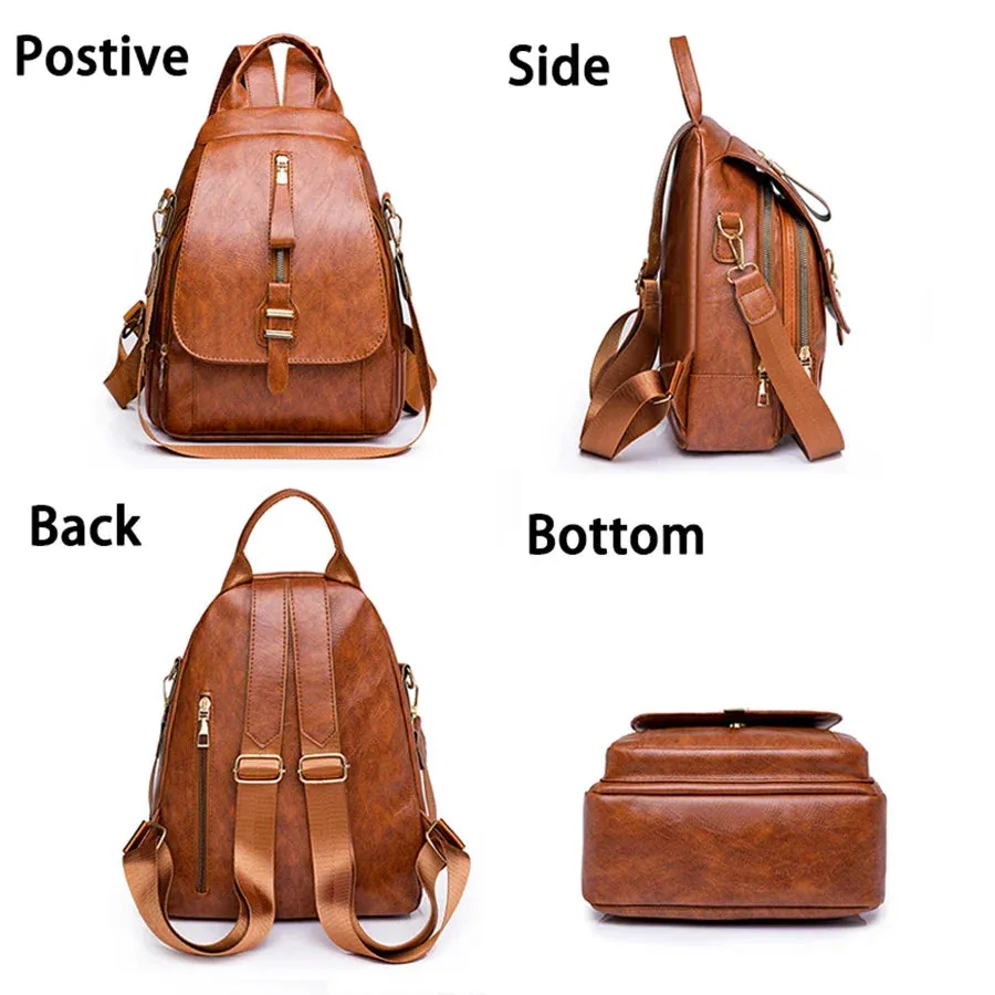 Everyday PU Leather Backpack Designed for Waterproof Convenience