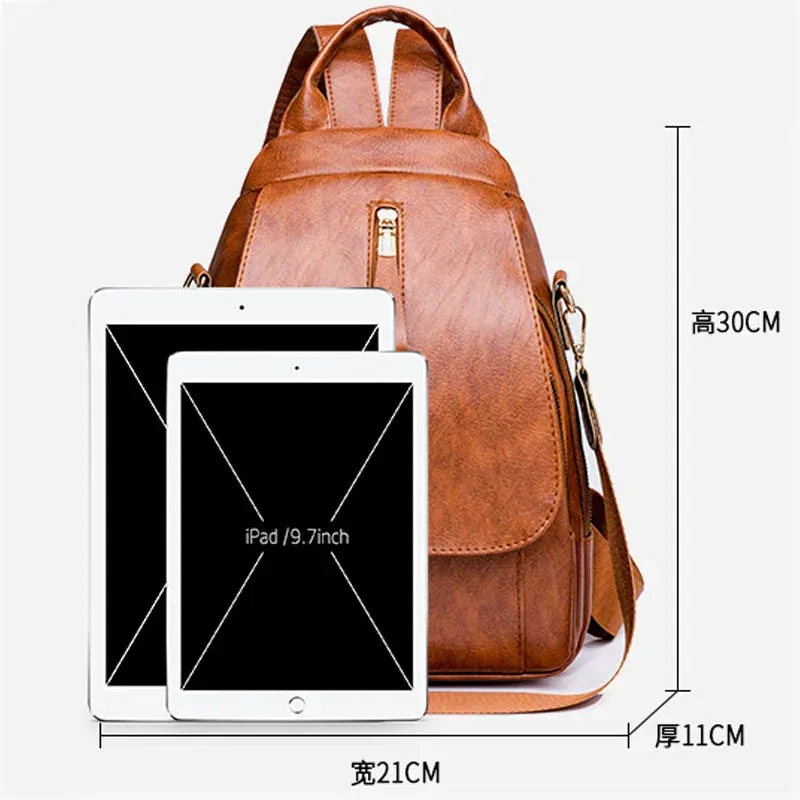 Everyday PU Leather Backpack Designed for Waterproof Convenience
