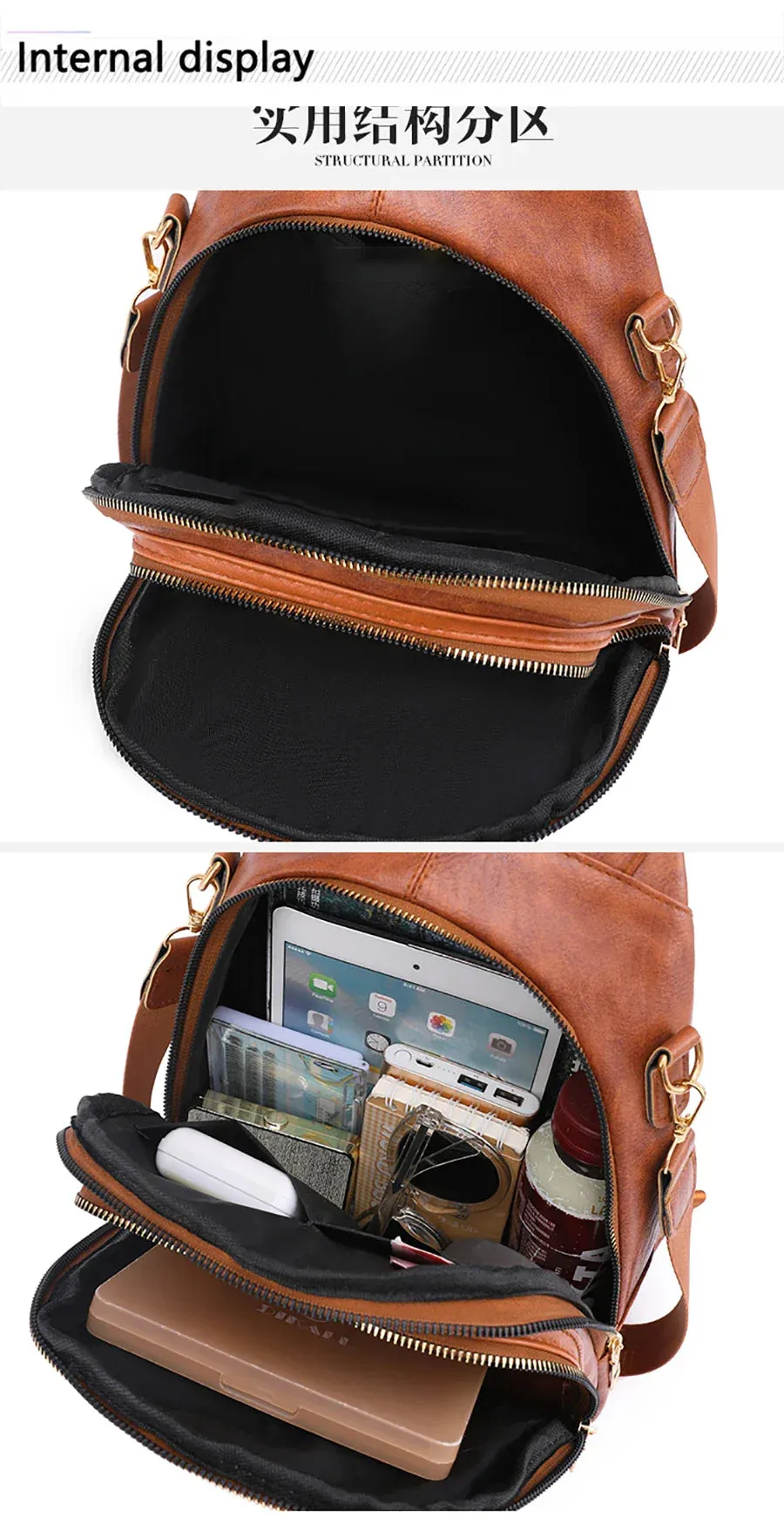Everyday PU Leather Backpack Designed for Waterproof Convenience