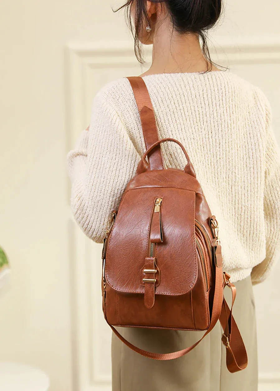 Everyday PU Leather Backpack Designed for Waterproof Convenience