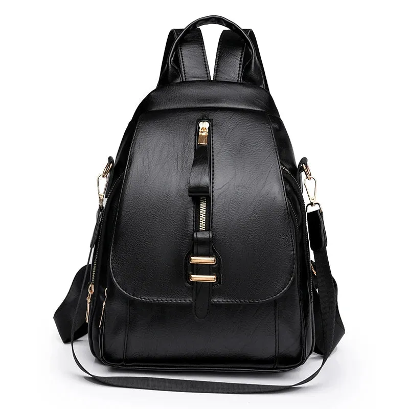 Everyday PU Leather Backpack Designed for Waterproof Convenience