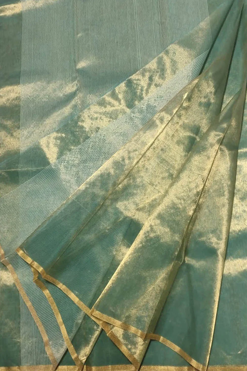 Exquisite Green Chanderi Handloom Pure Tissue Saree: A Timeless Elegance