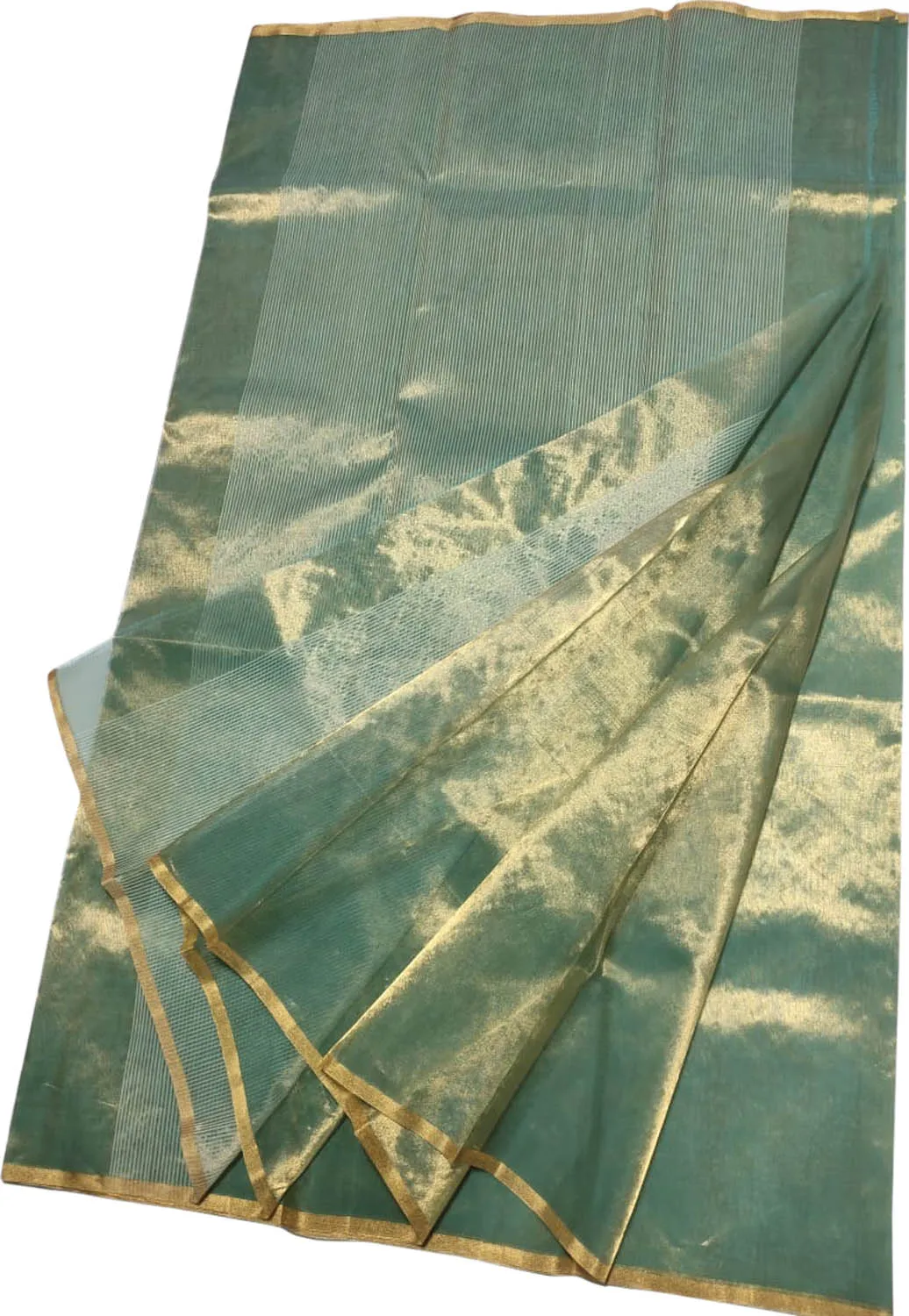 Exquisite Green Chanderi Handloom Pure Tissue Saree: A Timeless Elegance