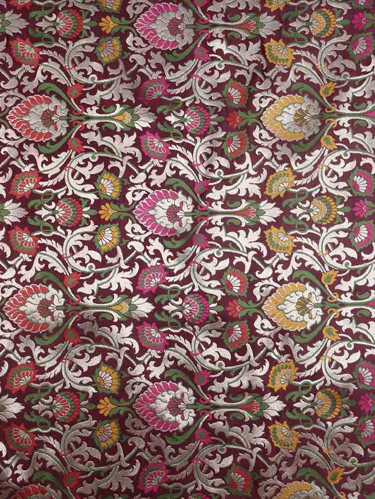 Exquisite Purple Banarasi Kimkhwab Silk Meenakari Fabric - 5 Meters