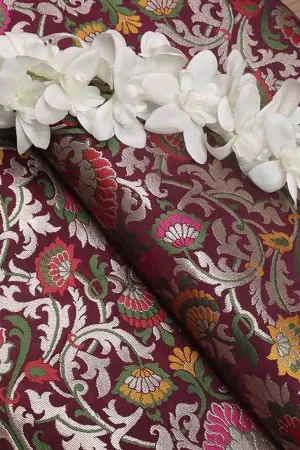 Exquisite Purple Banarasi Kimkhwab Silk Meenakari Fabric - 5 Meters