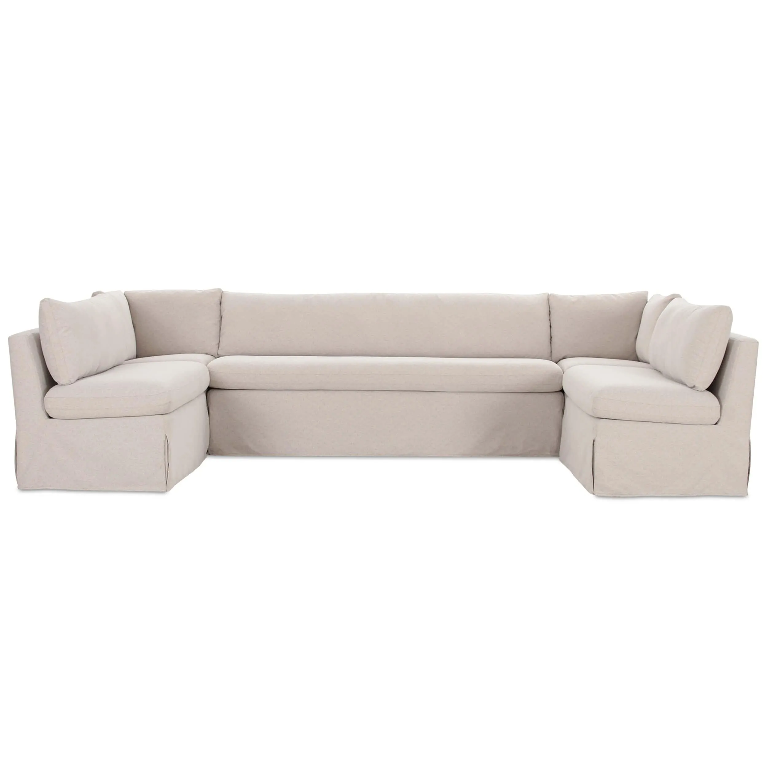 Fable 129" U-Shape Slipcover Dining Banquette, Beige