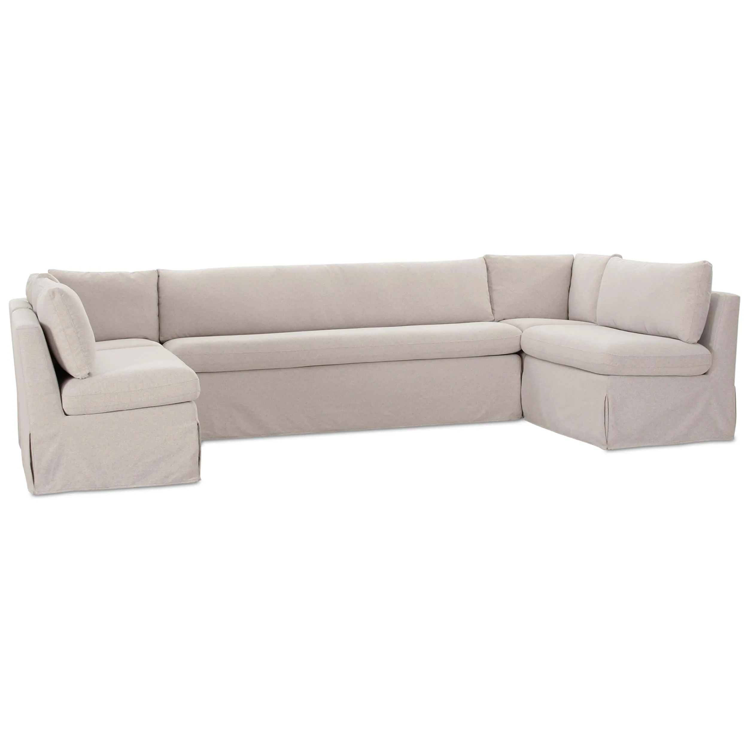 Fable 129" U-Shape Slipcover Dining Banquette, Beige