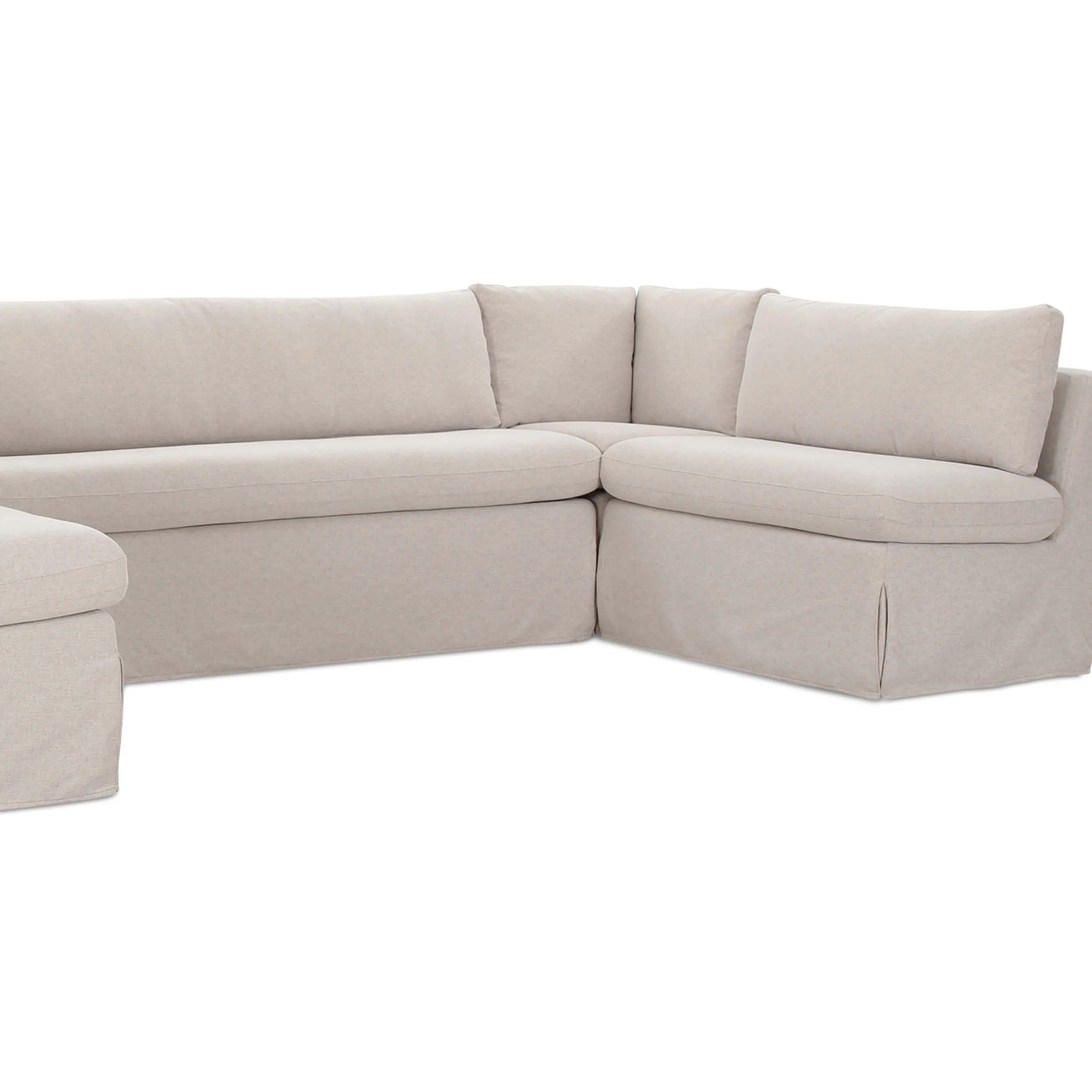Fable 129" U-Shape Slipcover Dining Banquette, Beige