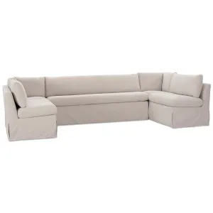Fable 129" U-Shape Slipcover Dining Banquette, Beige