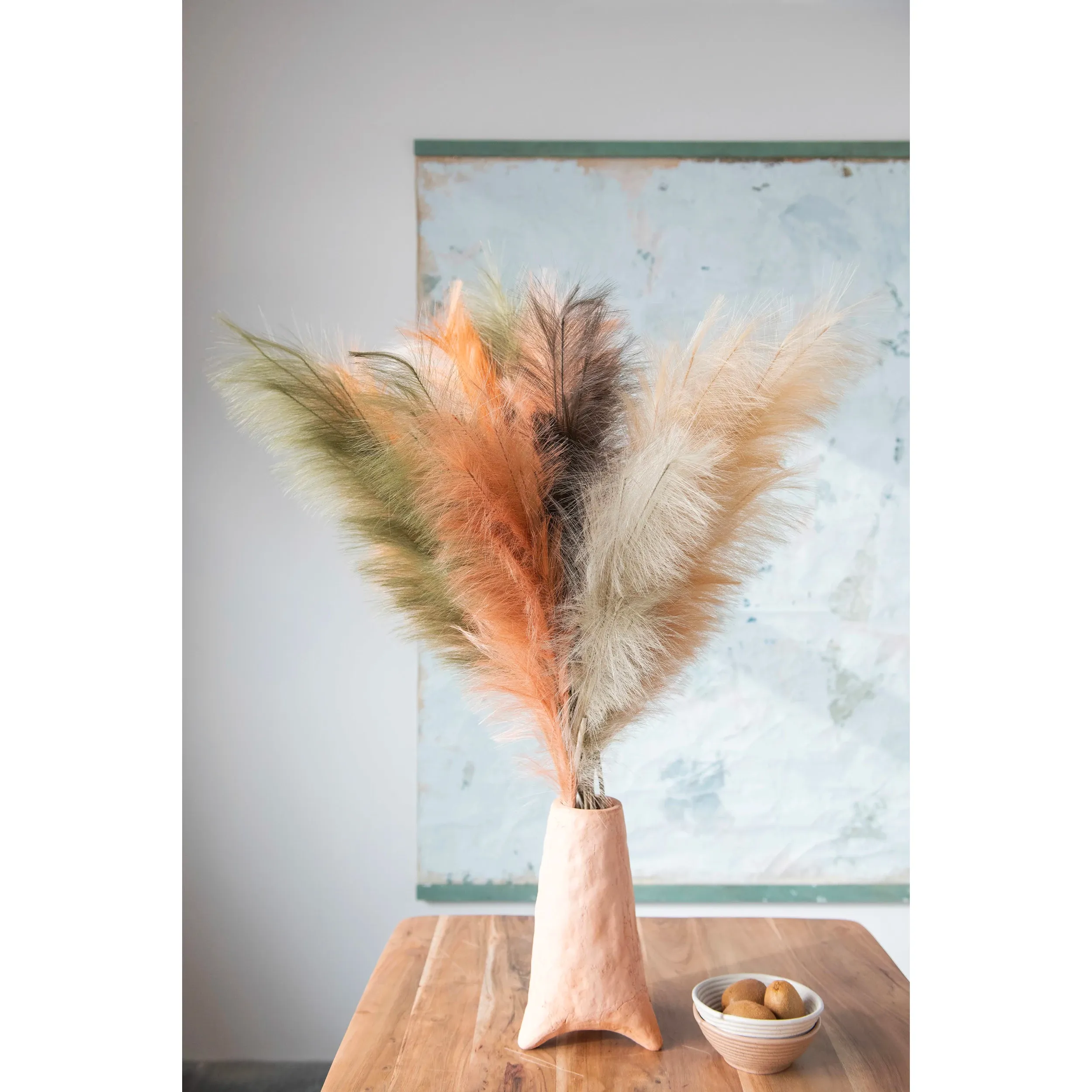 Faux Pampas Grass, Beige, Set of 2