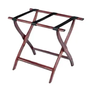 Forbes Industries 904-DO 24" Oak Luggage Rack, Dark Finish, With Brown Poly Straps