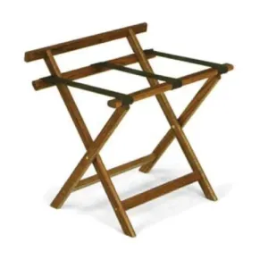 Forbes Industries 932-PN 24"Hardwood Luggage Rack, Pecan Finish, With Back Bar and Brown Poly Straps