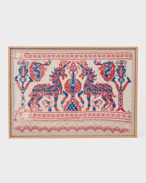 Framed Eastern European Embroidery, 20th Century