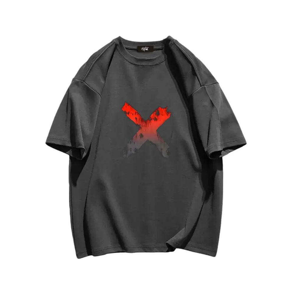 “Gradient Big Red Cross” T-shirt